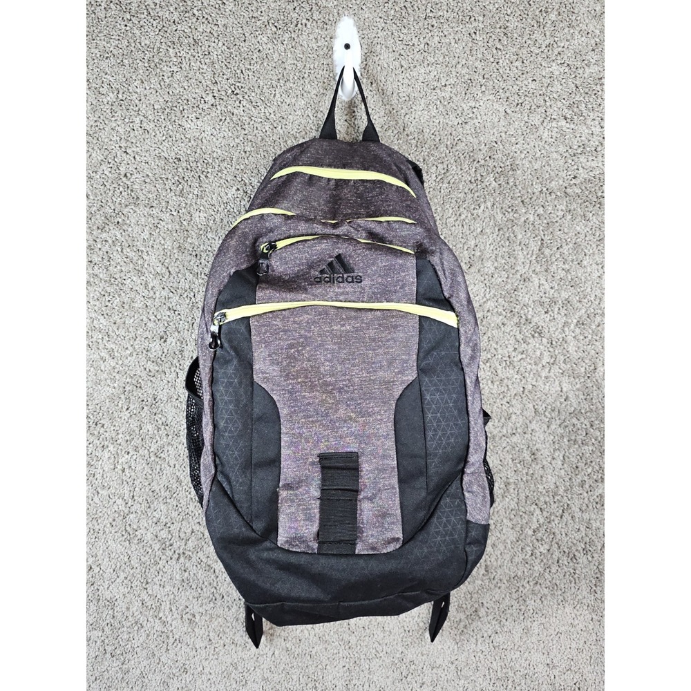 Adidas 20" Gray Black Neon Green Zippers Backpack Laptop Bag 2015‎